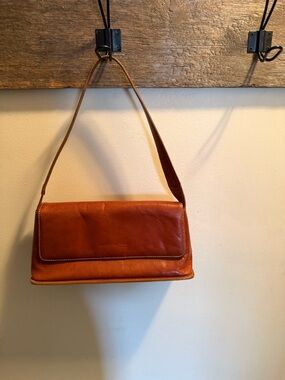 Kenneth Cole Cognac Brown Leather Shoulder Bag